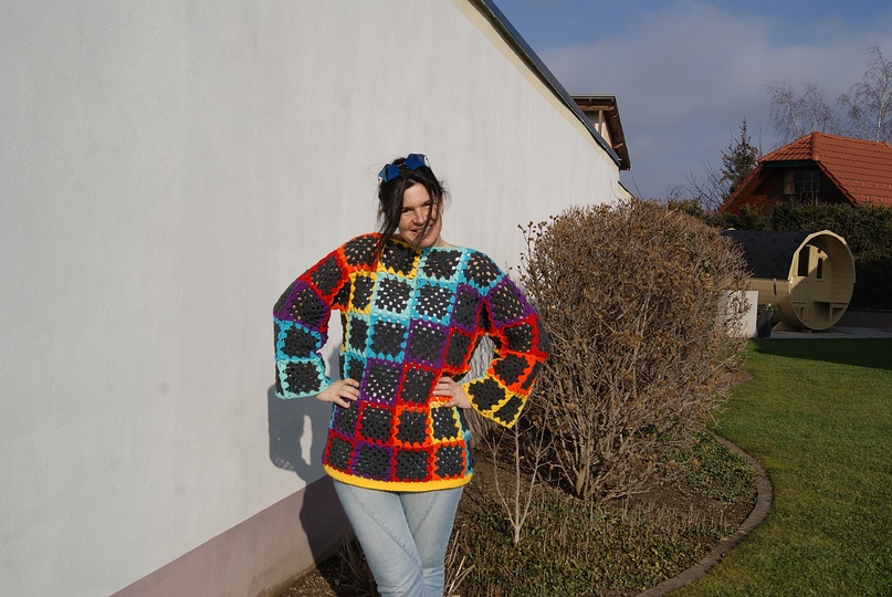 Häkelpulli GRANNYRAINBOW (Gr. S - XL)