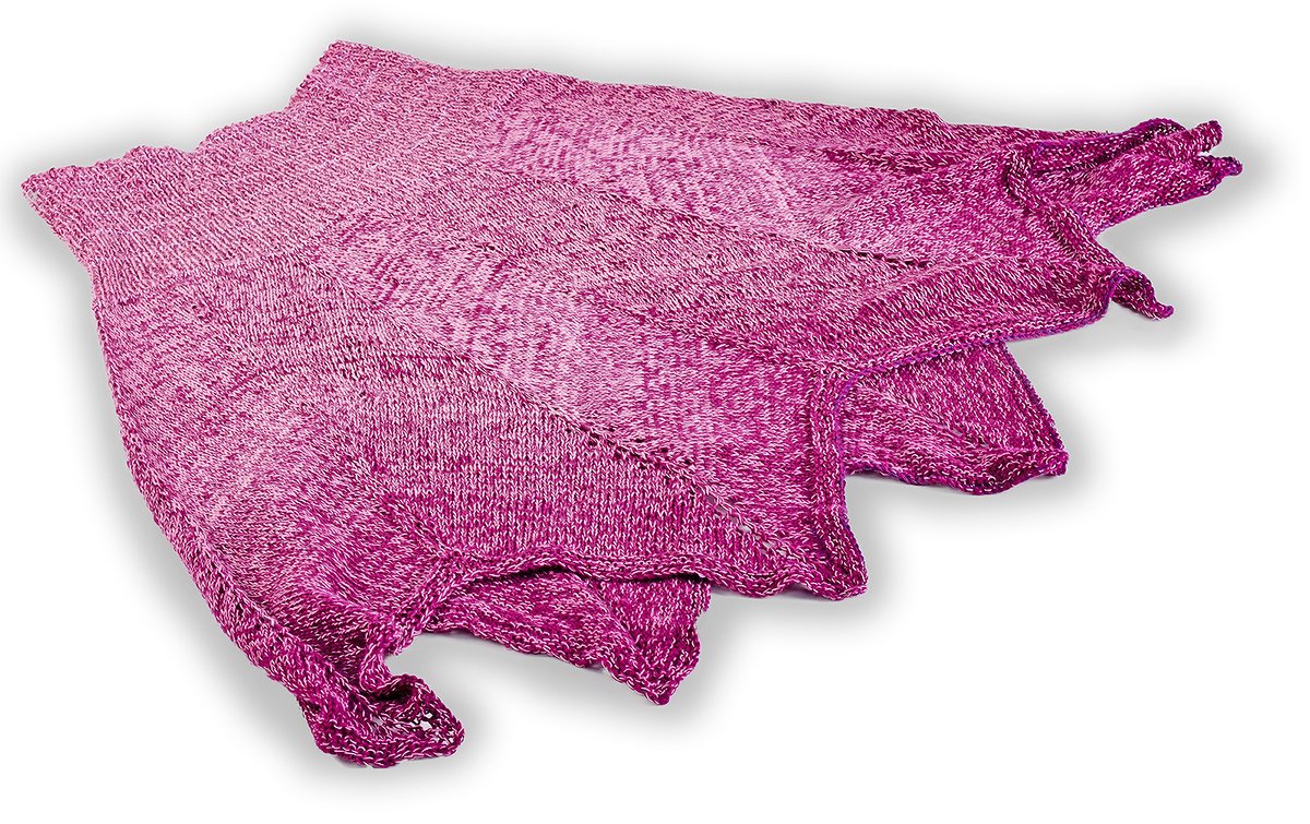 pink meliertes gestricktes Dreieckstuch mit gezacktem Saum