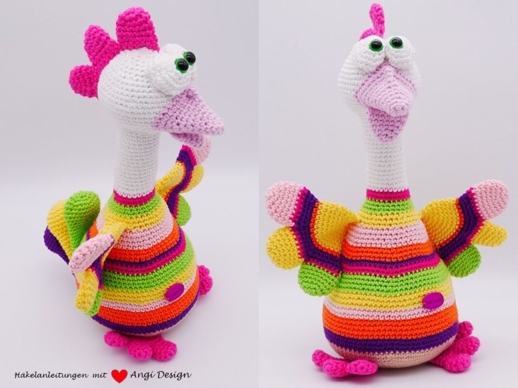 Häkelanleitung total verrücktes Huhn