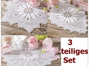 3-teiliges weißes Deckchen-Set