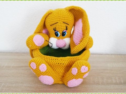 Häschenkorb für Ostern, Häkelanleitung