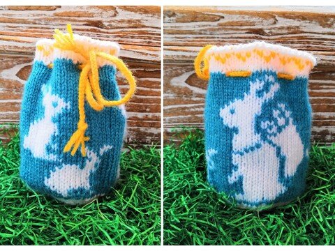 Strickanleitung Geschenksäckchen "Schusseliger Osterhase" - in Doubleface