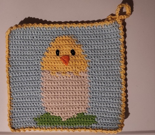 Crochet Pattern for a Potholder "Easter Chick"