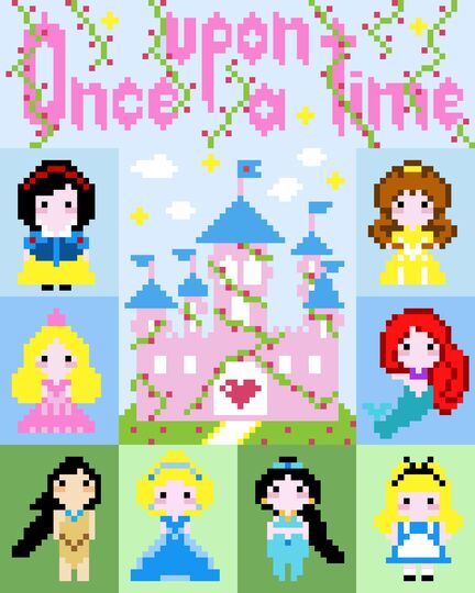 Häkelmuster * Once upon a time - Prinzessinnen * Grafik für C2C Decke
