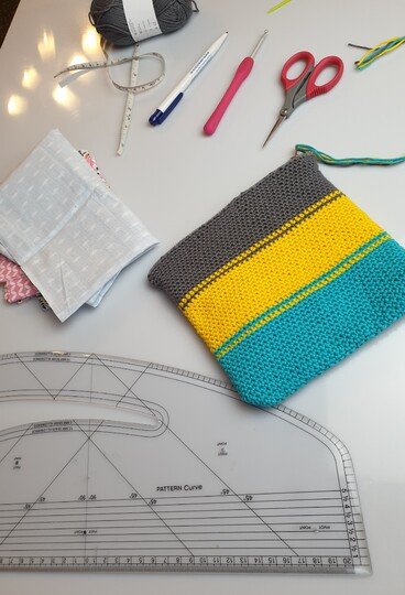 Anleitung H&auml;kel Reisverschluss Tasche / Beutel