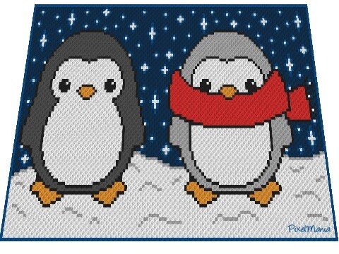 Häkelmuster * PINGUINE * Grafik für C2C Decke