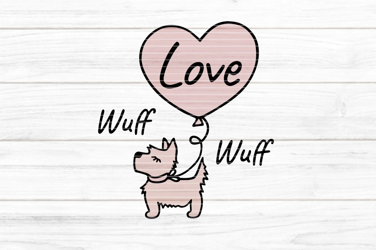 Terrier mit Herz Plotterdatei SVG DXF FCM