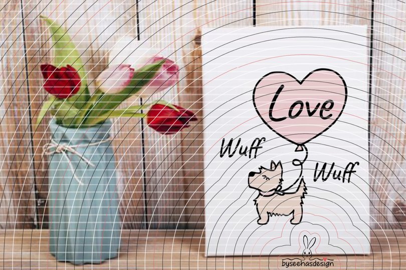 Terrier mit Herz Plotterdatei SVG DXF