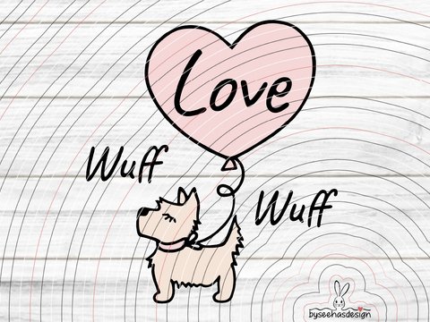 Terrier mit Herz Plotterdatei SVG DXF