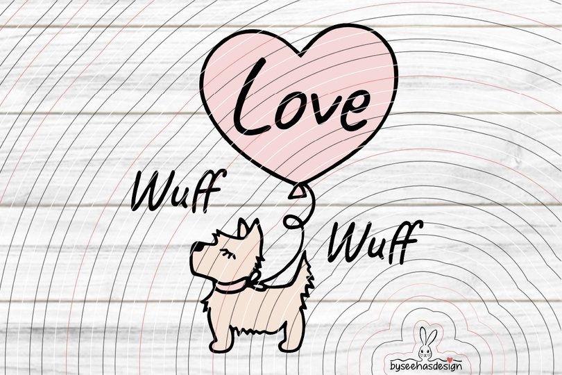 Terrier mit Herz Plotterdatei SVG DXF
