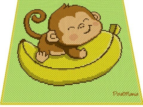 Häkelmuster * MONKEY * Grafik für C2C Decke