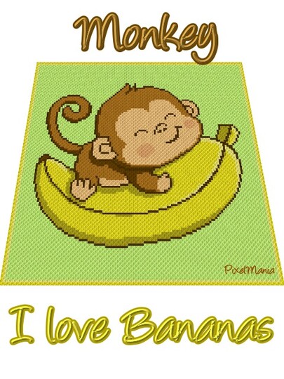 Häkelmuster * MONKEY * Grafik für C2C Decke