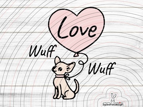 Chihuahua mit Herz Plotterdatei SVG DXF