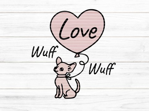 Chihuahua mit Herz Plotterdatei SVG DXF FCM