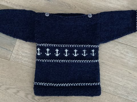 Anleitung Seemansspullover für einen kleinen Seemann Größe 86