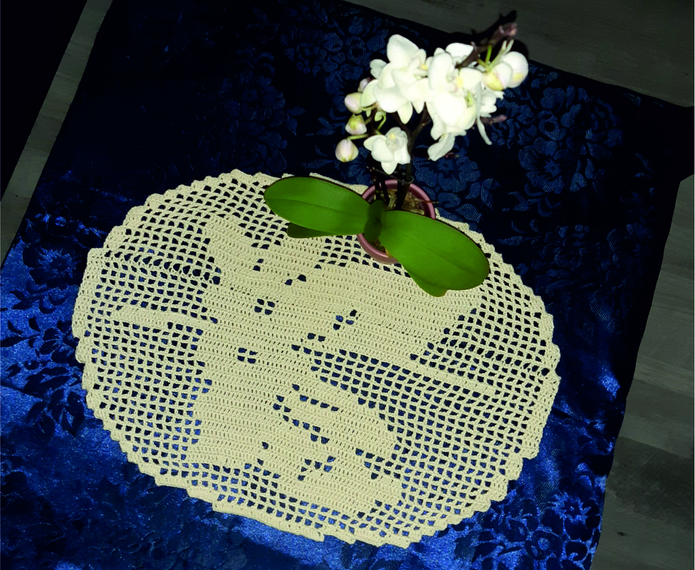 Tischdeckchen rund verliebte Häschen Häkelanleitung - Bild 4