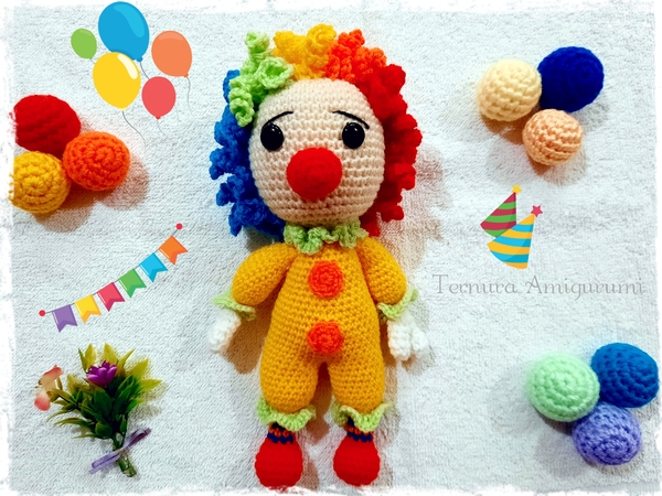 Crochet pattern cute clown PDF Ternura Amigurumi ENGLISH - DEUTSCH - DUTCH