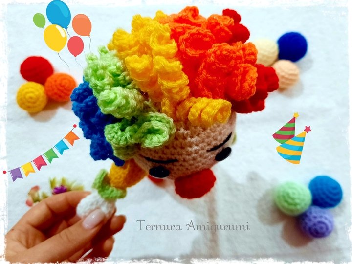 Häkelanleitung süßer Clown PDF Ternura Amigurumi ENGLISH - DEUTSCH - DUTCH