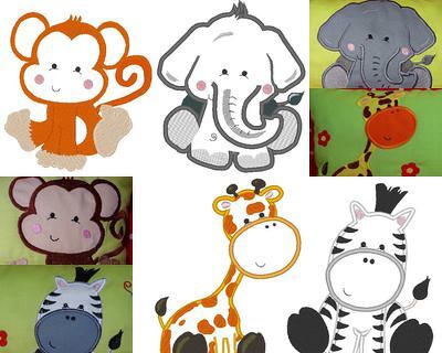 XL Afrika Tiere Elefant Zebra Affe Giraffe Stickdatei