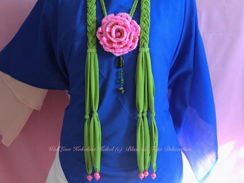 Anleitung Häkelblume Flower Power mit  Stoff Zopf