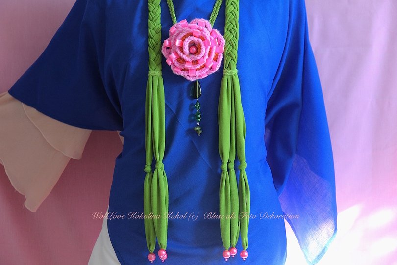 Anleitung Häkelblume Flower Power mit  Stoff Zopf