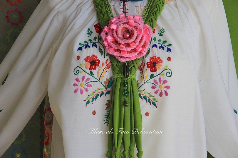 Anleitung Häkelblume Flower Power mit  Stoff Zopf