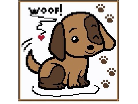 Häkelmuster * WOOF BABYDOG * Grafik für FM Decke