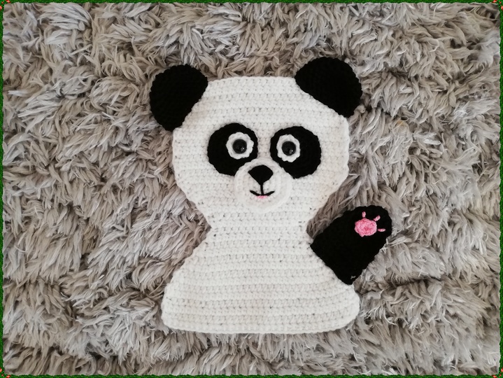 Häkelanleitung Panda Applikation XXL 23 cm groß
