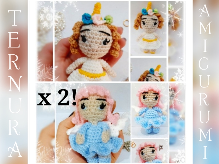 crochet pattern x 2 !! unicorn girl + fairy girl!English / Deutsch / Dutch