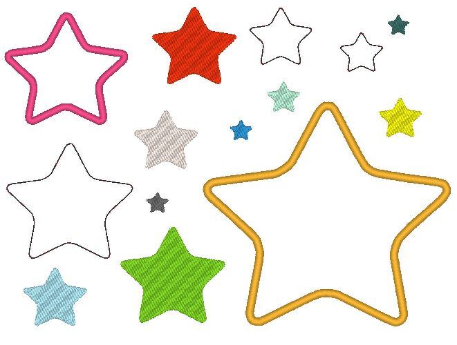 Stickdatei Stern gefüllt, als Doodle und für Stoffapplis