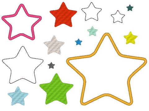 Stickdatei Stern gefüllt, als Doodle und für Stoffapplis