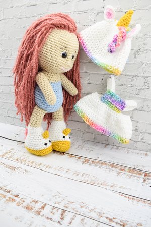 Crochet Pattern amigurumi doll with unicorn outfit