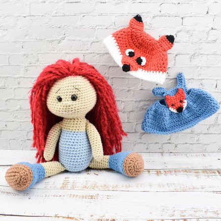 Crochet amigurumi fox doll pattern