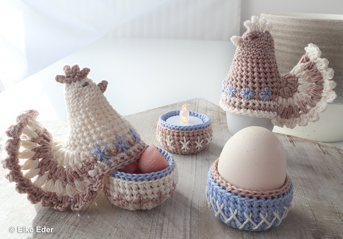 Economy Set "Unique Hens" - Egg warmer / Eggcup / Little Basket