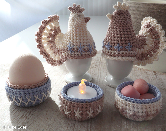 Economy Set "Unique Hens" - Egg warmer / Eggcup / Little Basket