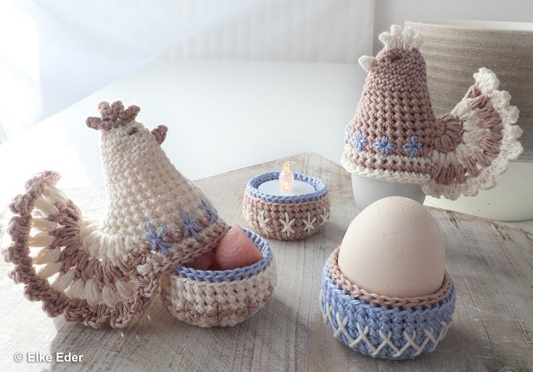 Economy Set "Unique Hens" - Egg warmer / Eggcup / Little Basket