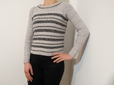 Strickanleitung Kurzer Streifen-Pulli