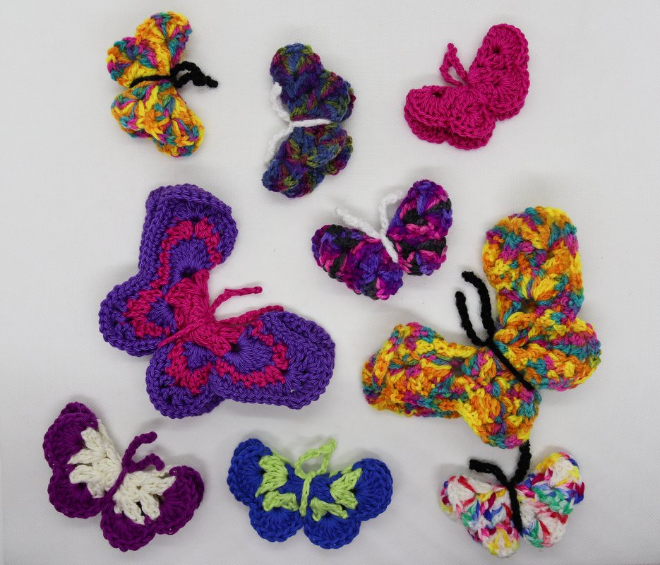 Deko Schmetterlinge Susi und Sarah Wollreste Häkelanleitung