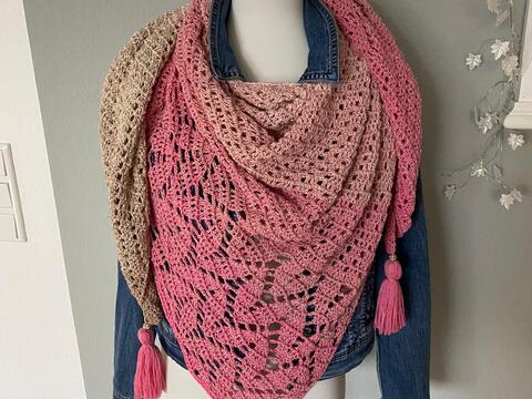 Häkelanleitung asymmetrisches Tuch BlattLiebe