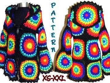 CROCHET PATTERN * JACKET & HooD Rainbow Mandalas *