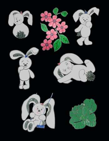 Cute Bunnies, 7 png Rabbit, clip art