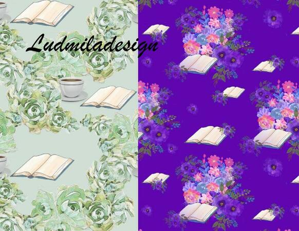 Seamless Digital Papers,Library flowers