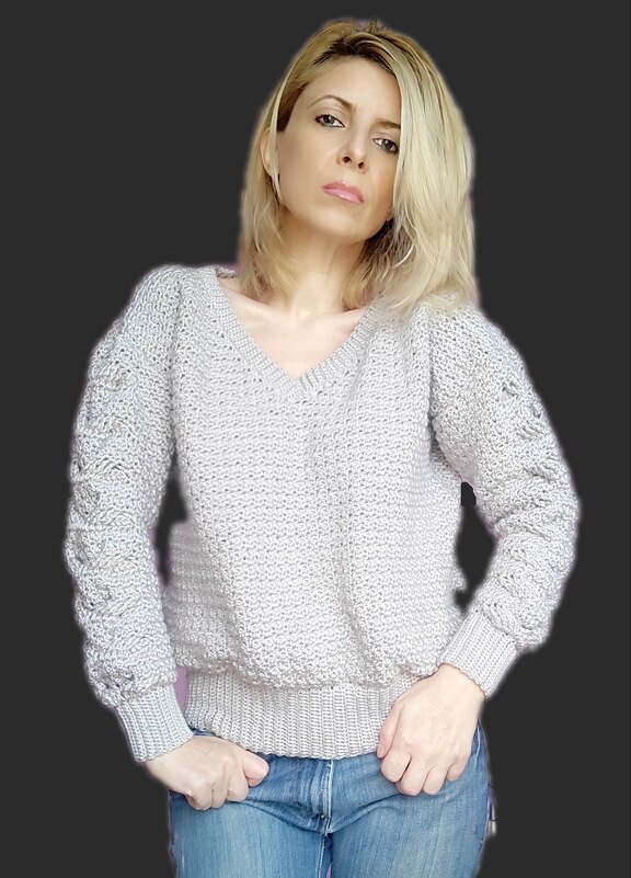 V- Neck Cable Sweater - Image 4