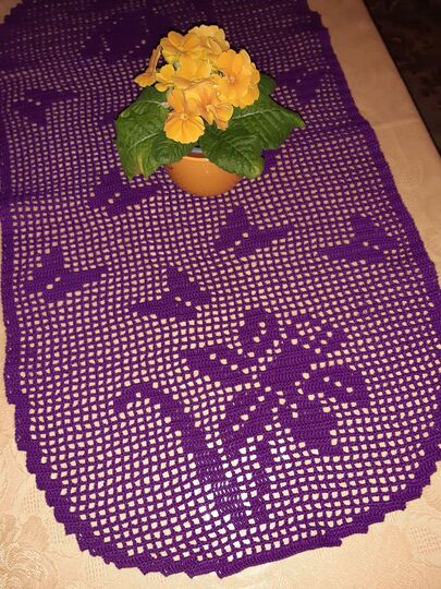 Tischläufer oval Frühlingserwachen Häkelanleitung