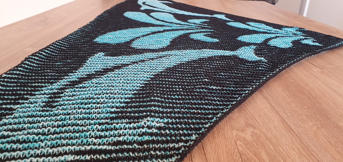 Delfine, Schattenstricken, Illusionsstricken, Motivtuch