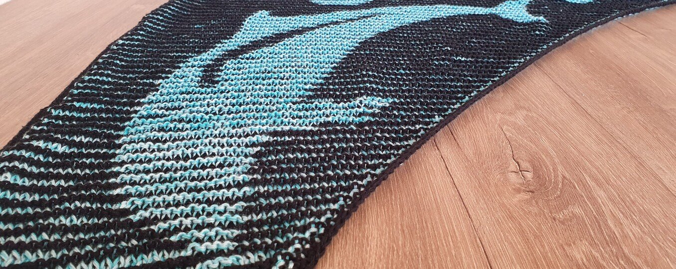 Delfine, Schattenstricken, Illusionsstricken, Motivtuch