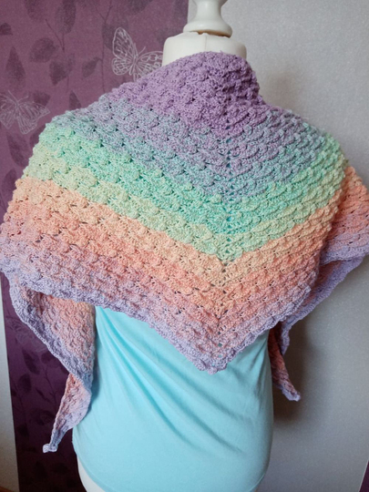 Häkelanleitung flaches dichtes Tuch Violetta