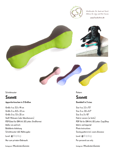 SAMMIE Apportierknochen, Spielzeug, Anleitung + Schnitt