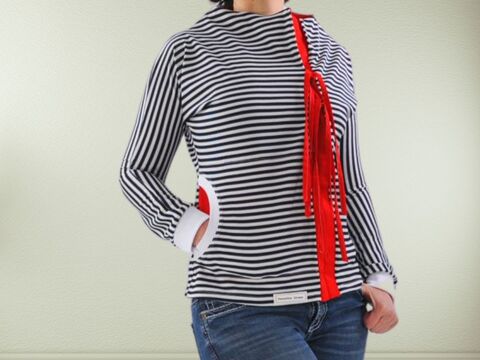 Fledermausshirt Jule Gr. 34-46 mit Kelchkragen - Schnittmuster