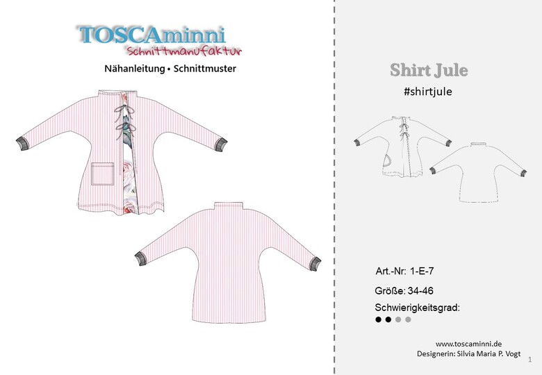 Fledermausshirt Jule Gr. 34-46 mit Kelchkragen - Schnittmuster
